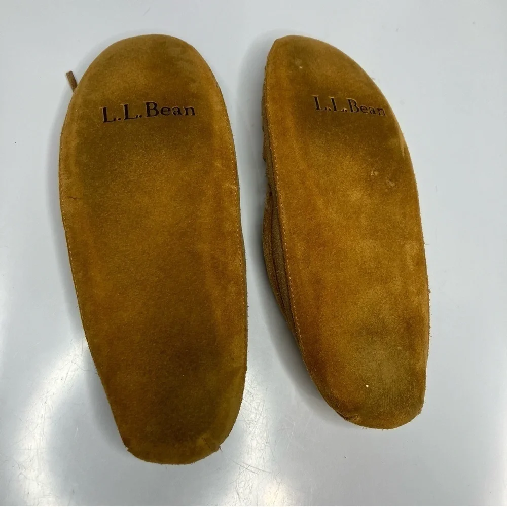 L.L. Bean‎ fur lined leather slippers size 4 youth